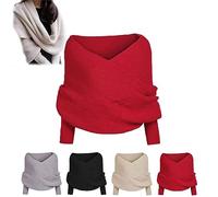 KEVGNRO Sciarpa Maglione nevicata con Maniche, Sciarpa da Donna in Maglione Lavorato a Maglia, Sciarpa Grande Elegante Autunno Inverno (Rosso,Taglia Unica)