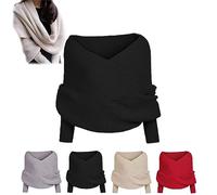 KEVGNRO Sciarpa Maglione nevicata con Maniche, Sciarpa da Donna in Maglione Lavorato a Maglia, Sciarpa Grande Elegante Autunno Inverno (Nero,Taglia Unica)
