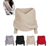 KEVGNRO Sciarpa Maglione nevicata con Maniche, Sciarpa da Donna in Maglione Lavorato a Maglia, Sciarpa Grande Elegante Autunno Inverno (Bianco,Taglia Unica)