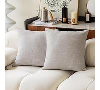 Kevin Textile, federa decorativa per cuscino in lino, per camera da letto, 61 x 61 cm, set da 2, grigio bianco