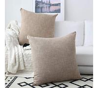 Kevin Textile - Federe per cuscini in finto lino, super morbide, per camera da letto, divano, auto, 2 pezzi, 61 x 61 cm, lino naturale