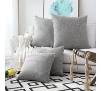 Kevin Textile - Set di 2 federe decorative per cuscini in lino, 2 tonalità, a forma di stella, per divano, letto, divano (66 x 66 cm, grigio)