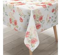 KEVKUS Tovaglia cerata in rilievo BA10 con papaveri color pastello, dimensioni e forma a scelta, spedizione senza pieghe, arrotolata su manicotto di cartone