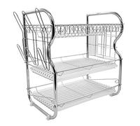 KEVO Scolapiatti a 3 livelli Scolapiatti per stoviglie Forniture per la cucina Porta portaoggetti Scolapiatti con bacchette/portabicchieri, 42 x 25 x 43,5 cm (argento)