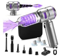 Kevsuvqin 4-IN-1 Aspirapolvere Auto Potente, 21000PA Aspirabriciole Senza Fili Potente con Motore Brushless, 3 Livelli Regolabili, Mini Aspirapolvere Senza Fili Piccolo per Auto (Viola Argento)