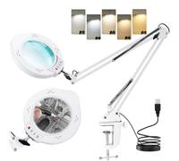 Kevsuvqin Lampada con Lente di Ingrandimento Professionale, 10x Lente di Ingrandimento con Luce, Lampada LEnte INgrandimento con Morsetto e Braccio Orientabile, 5 Modalità Colore, 10 di Luminosità