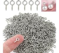 KEWAYO 400 pezzi piccoli ganci per viti, Mini Perni Filettati Occhielli a Vite Acciaio Inossidabile Occhi a vite piccoli Viti Filettati per La Resina, Gioielli, Perlina e Plastica (Argento)