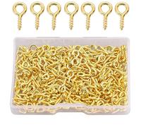 KEWAYO 400 pezzi piccoli ganci per viti, Mini Perni Filettati Occhielli a Vite Acciaio Inossidabile Occhi a vite piccoli Viti Filettati per La Resina, Gioielli, Perlina e Plastica (oro)