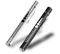 KEWAYO Set di 2 lampade per pupilla medica, lampada diagnostica per infermieri, pronto soccorso, con contatore pupilla e righello, ricaricabile tramite USB, lampada a penna a LED per infermieri