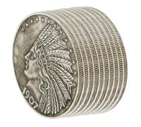 KEWEIYASW 1907 Morgan Indian Head Ten Dollars US Old Coin Replica Collection United States of America Souvenir Party Gifts 10 PCS