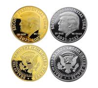 KEWEIYASW 2 Pz/Set Donald Trump Commemorative Coins, President Term 2025-2029, Gold Plated and Silver Plated Novelty Coins, Collezione Gift, Coin Thickness 3 MM(Silver)