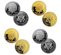 KEWEIYASW 4 PCS/Set Donald Trump Commemorative Coins, President Term 2025-2029, Gold Plated And Silver Plated Novelty Coins, Collectible Gift, Coin Thickness 3MM(Gold)