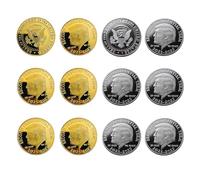 KEWEIYASW 6 PCS/Set Donald Trump Commemorative Coins, President Term 2025-2029, Gold Plated And Silver Plated Novelty Coins, Collectible Gift, Coin Thickness 3MM(Silver)
