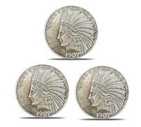 KEWEIYASW Antique Liberty Indian Head $10 Dollar Coin, Old Indian Coins Rare Old Coins for Collectors & American Coin Collection (1908 3PCS)