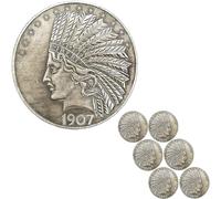 KEWEIYASW Antique Liberty Indian Head $10 Dollar Coin, Uncirculated Morgan Silver Dollar, Rare Old Coins for Collectors & American Coin Collection (1907 7PCS)