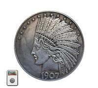 KEWEIYASW Indian Head $10 Dollar Coin, Uncirculated Morgan Silver Dollar, Rare Old Coins for Collectors & American Coin Collection (1907 1PCS)