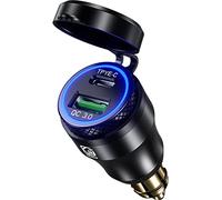 Kewig Caricatore in alluminio DIN Hella Powerlet da 30 W per moto, doppio caricatore rapido 3.0 USB, con display a LED, compatibile con ATV Street Bike da corsa, off-road..