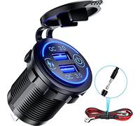 Kewig Quick Charge 3.0 Dual USB Caricabatterie Presa 36 W Fast Charge Presa di corrente con interruttore touch, impermeabile QC 3.0 USB Charger Adapter kit fai da te per auto, barca, moto, golf cart