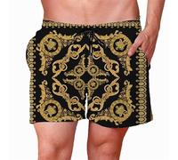 kewing Costumi da Bagno da Uomo Catena d'oro Pantaloncini da Spiaggia Stampati in 3D Pantaloncini da Spiaggia ad Asciugatura Rapida Costumi da Bagno Casual Sciolti