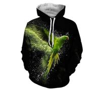 kewing Felpa con Cappuccio da Uomo e Donna con Stampa 3D di Pappagallo, Grafica Colorata di Ara, Pullover Streetwear, Top da Sweatshirt