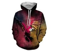kewing Felpa con Cappuccio da Uomo e Donna con Stampa 3D di Pappagallo, Grafica Colorata di Ara, Pullover Streetwear, Top da Sweatshirt