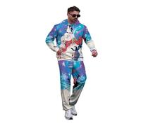 kewing Felpa da uomo con stampa 3D di Natale pantaloni della tuta completo con cappuccio grafico con Babbo Natale e gatti joggers outfit da vacanza in due pezzi abbigliamento festivo