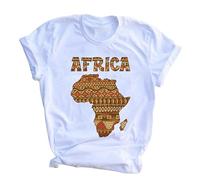 kewing Maglietta da Donna con Stampa 3D della Mappa Africana Maglietta in Stile Etnico Maglietta Estiva con Scollo a O e Manica Corta Top Pullover