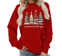 kewing Maglione Lettere Letture Stagionali Albero di Natale Libri Grafici Donna Felpa Casual Girocollo Maniche Lunghe Pullover Top