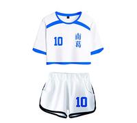 kewing Tuta Casual da Donna per Ragazze Anime Captain Tsubasa, Maglietta a Maniche Corte e Pantaloncini Set Due Pezzi Costume Cosplay Ozora Tsubasa