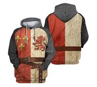 kewing Uniforme dell'Esercito Storico Realistico Stampa 3D Costume coloniale Figura storica Costume Cosplay Felpa con Cappuccio da Cavaliere
