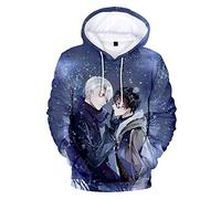 kewing Unisex Anime Yuri!!! on Ice Felpa con Cappuccio Casual a Maniche Lunghe Yuri Katsuki Pullover Felpe