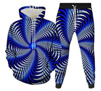 kewing Uomo/Donna Felpa con Cappuccio Pantaloni Abiti Tuta Vertigo Stampato in 3D Unisex Casual con Coulisse Pullover Felpe Jogging Pantaloni della Tuta Set di Pantaloni