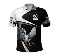 kewing Uomo Polo estive 3D Gallo della Fattoria Stampato Top con Bottoni Casual con Risvolto Oversized Polo da Golf