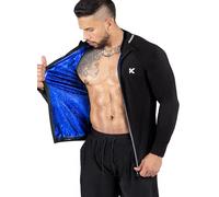 Kewlioo Pro - Giacca da sauna da uomo - Top a compressione per il sudore - Chiusura lampo - Camicia da sauna a maniche lunghe, nero, XL, Nero, XL