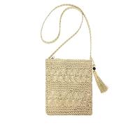 Kewmayer Borsa in paglia, borsa a tracolla da donna, in paglia, estiva, vintage, da spiaggia, per lavoro, viaggi, vacanze all'aperto (beige)