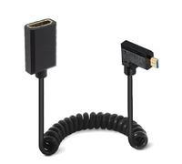 Kework Cavo a spirale HDMI 8K Extender da 1,2 m, angolo sinistro da 90 gradi, Micro HDMI 8K maschio a HDMI 8K femmina adattatore di estensione cavo a spirale, Micro HDMI 2.1 a HDMI 2.1 versione 2.1, cavo a molla a spirale, 8K@60HZ