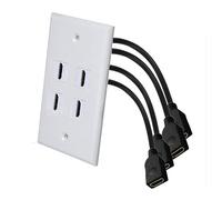 Kework Piastra da parete a 4 porte HDMI 2,1 V, 48 Gbps, 3D 8K a 60 Hz 4K a 120 Hz HDR dinamico eARC, senza saldatura, copertura frontale per Home Theater, DVD, TV via cavo satellitare HDTV, PS4