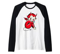 Kewpie Baby Devil Piange Demone Triste Maglia con Maniche Raglan