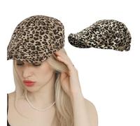 KEWUF 1 pcs Berretto Stampa leopardata, Cappello a tema Stampa leopardata, Taglia unica, Berretto da donna Berretto strillone berretto francese in wool classic autumn spring winter cappelli, berretto