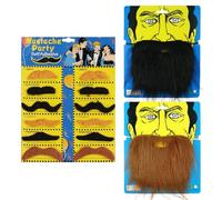 KEWUF 14 Pezzi Barbe Finte Autoadesive Barba Artificiale Adesive Nero Barba Finta Festa Halloween Divertenti Costumi Barba Finte Baffi per Costume da Pirata Accessori per Feste di Halloween