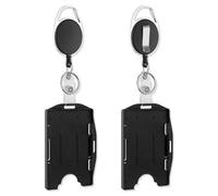 KEWUF 2 Pcs portabadge collo, porta badge retrattili a doppio lato, cordino retrattile, porta badge retrattile, con moschettone, portachiavi, portachiavi per auto, porta badge di sicurezza