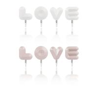 KEWUF 2 Set di Ganci a Forma di Lettera LOVE, Gancio Autoadesivo, Ganci Adesivi Cucina, Appendi Accappatoio Bagno, Adatti per Bagni, Cucine, Armadi, Soggiorni, Uffici, Senza Forare (Bianco, Rosa)
