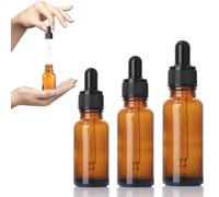 KEWUF 3 Pezzi Boccette Vetro Contagocce, 20/30/50 ml Flaconi Contagocce in Vetro, Pipetta Contagocce, Riutilizzabili, Per Laboratorio, Olio Essenziale, Aromaterapia, Profumi (20/30/50 ml)