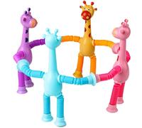 KEWUF 4 Pezzi Giocattoli a Ventosa per Bambini, Tubi Bambini che si Allungano, Robot Giraffa Con Ventosa, Sensory Toys, Gioco Estensibile, Gioco Per Bambini, Gioco Educativo
