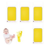 KEWUF 4Pcs Impronta Mani e Piedi Neonati, Kit Impronta Cane/Gatto con 8 Carte Scheda di Stampa Bianca, Sicuri Cuscinetto del Timbro Senza Tocco, per Neonati 0-6 Mesi e Animali Domestici (Giallo)