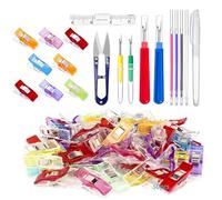 KEWUF 61 Pezzi Taglia Asole Kit, scucirino da sarta, 4 Ripper Cucito con 1 Forbici e 1 Scatola di Conservazione e 1 Metro a Nastro e 50 Fermaglietti per Cucito, Kit Cucito Strumenti