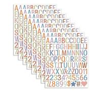 KEWUF 8 Fogli Stickers Lettere Adesive, Sticker by Number, Adesivi con Lettere, Adesivi Lettere Alfabeto, Colori Morandi, per Arti Decorative, Artigianato Fai-da-Te, Auguri, Decorazioni, Etichette