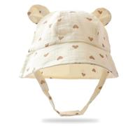 KEWUF Cappello da Sole per Bambini Cappelli da Spiaggia a Tesa Larga Secchiello con Orecchie da Orso per Neonati, Bambino e Ragazzi UPF 50+