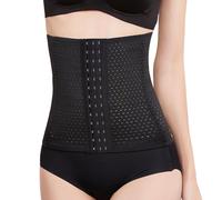 KEWUF Fascia Post Parto Cintura, 3 in 1 Guaina Post Parto, fascia post parto, Regolabile Cintura Addominale con Design a coste, Cintura Shapewear per Recupero Postparto - nero