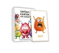KEWUF Giochi Educativi per Bambini, Emoticartes, 32 Carte Ludiche per Imparare le Emozioni, Carte Emotive Illustrate con Mostri, Adatte per la Casa, l'Asilo Nido, la Scuola (Tedesco)